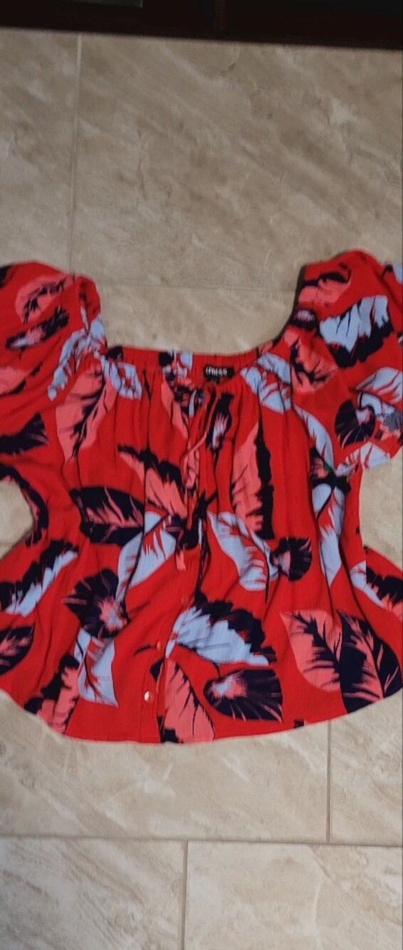 5 For $25 Express Red Floral Puff-Sleeve One-Piece